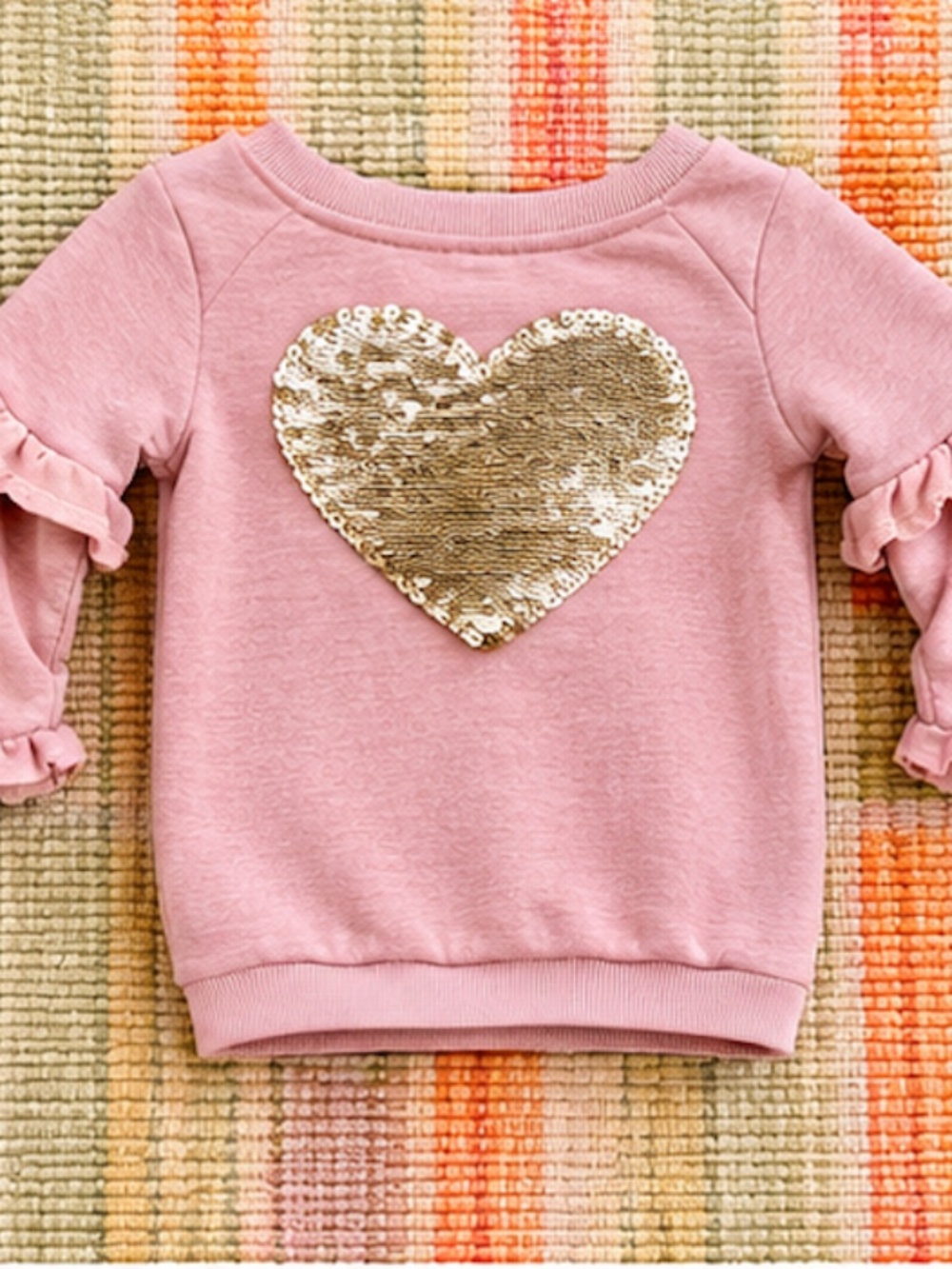 Charming Pink Kids Sweatshirt with Heart Accent